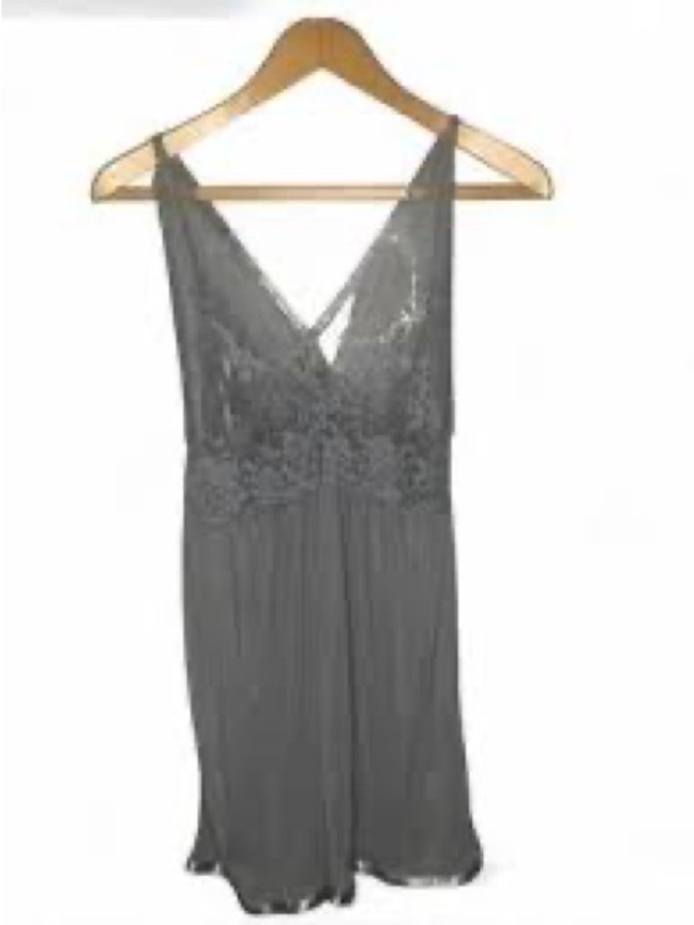 Gray Lace-Trim Chemise Slip